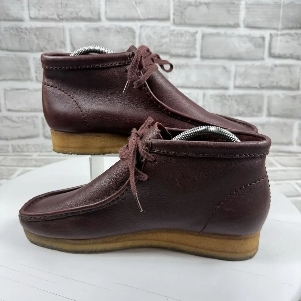 Clarks Original Men's Size 8 Burgundy Leather Lace Up Wallabee Boots
